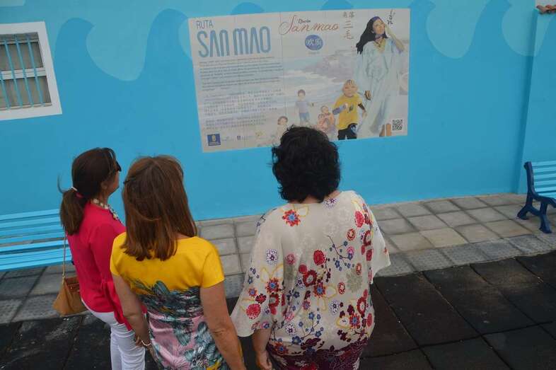 Rincón dedicado a Sanmao en el parque infantil de playa del Hombre, inaugurado en julio pasado (Foto TA)